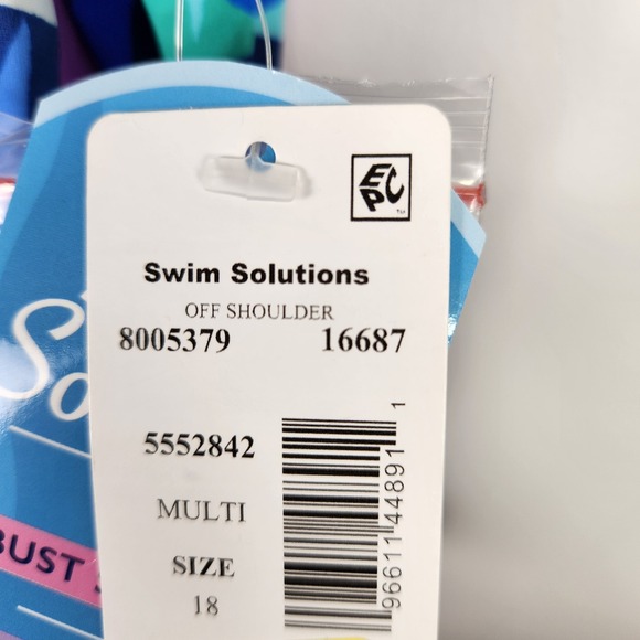 Swim Solutions Off The Shoulder Tummy Control One Piece Swimsuit‎ 18 ymy2823 - Picture 7 of 9